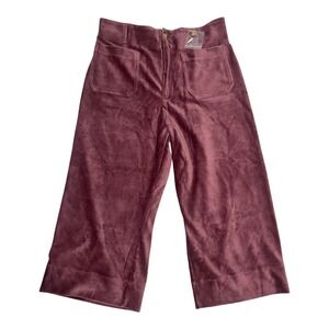 LC Lauren Conrad Wildflower Pants 14P Plum Corduroy High Rise Crop Wide Leg NEW